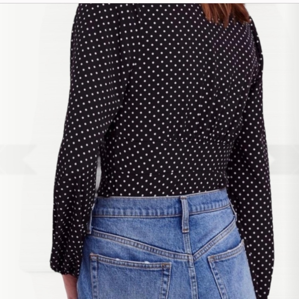 Free People Love Street Polka Dot Peplum Romantic Blouse - Picture 2 of 8